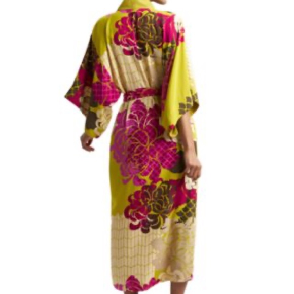 Natori Ramini satin robe kimono long S caftan nightgown - Picture 2 of 5